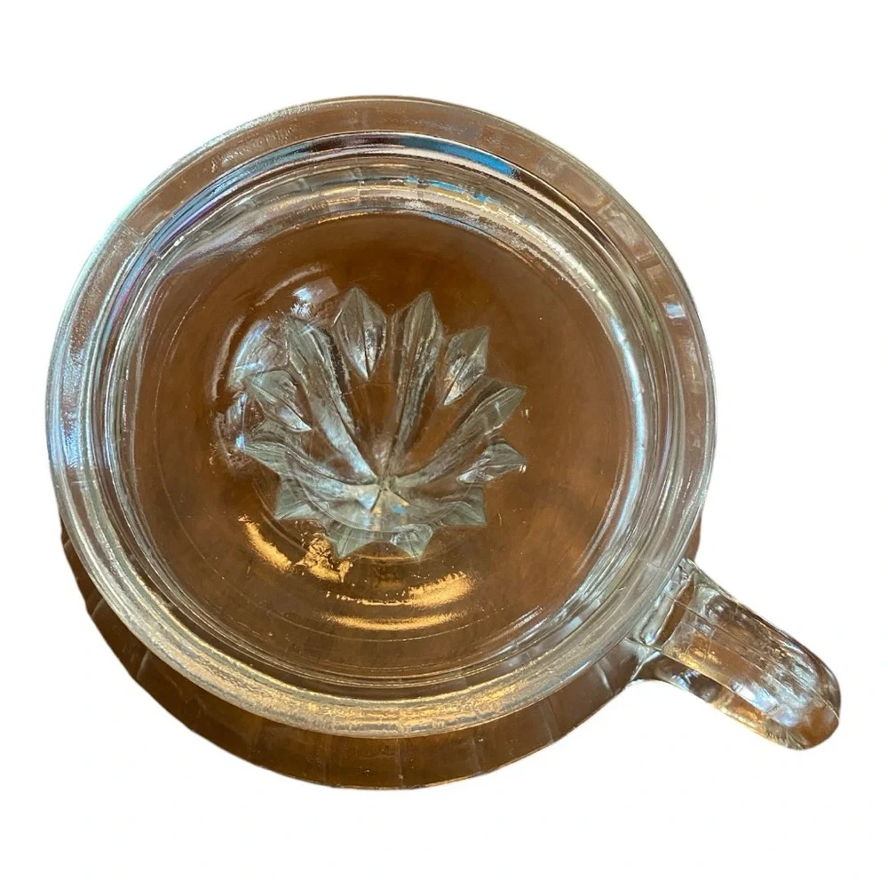 Vintage Clear Pressed Glass Citrus Juicer Reamer with Handle & Spout